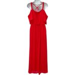 Gibson Latimer  Cherry Red Embroidered Cold Shoulder Maxi Dress size S Summer Photo 7
