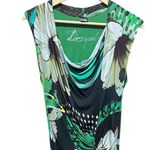 Desigual Uralet Waterfall Neck Knot Waist Dress Kelly Green Artsy St.Patrick L Photo 4