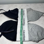 Calvin Klein Modern Cotton Lightly Lined Triangle XS Black & Gray Bralette Set Photo 3