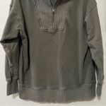 Aerie Down To Earth Oversized Quarter Zip Sweatshirt In Nomad Olive Photo 3