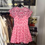 Monique Lhuillier ML  Gathered Embroidered Tulle Mini Dress Pink Floral Fit Flare Photo 7