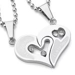 Romantic Cute I LOVE YOU Heart Pendant Necklace Silver Photo 5