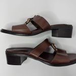 Naturalizer Brown Leather Slip-On Sandals Size 10M Photo 6