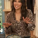 Joie new  𒀭 aso TV Tariana Long Sleeve Silk Leopard Print Top 𒀭 Light Taupe 𒀭 L Photo 0