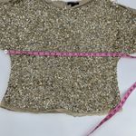 Aidan Mattox gold sequins short sleeve scoop neck 100% cold shoulder top size XL Photo 10