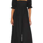 NWT Selkie Hamptons Jumpsuit in Caviar Black Cotton Wide Leg Puff Sleeve XL Photo 1