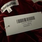 Reformation  Livia Velvet Silk Dress Puff Sleeves Crimson Red Size 0 Photo 7