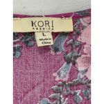 Boho Floral Fringe Tassel Hem Flowy Rayon Top Sz L Purple Floral V Neck Peasant Size L Photo 5