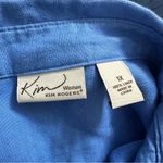 kim rogers  Linen Blue Long Sleeve Button Down Shirt Photo 2