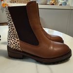 Vintage Havana  Brown Ankle Boots with Animal Print Accent Photo 1