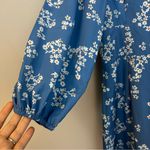 Goodnight Macaroon NWT Blue Floral Deep V-neck Button Up Midi Length Size Large Photo 8