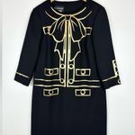 Moschino Boutique Gold Metallic 3/4 Sleeve Shift Dress Photo 0