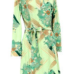 Vintage 70s Honeycomb Neon Green Brown Floral Belted Shirt Dress Medium Fit EUC Photo 0