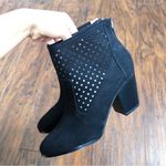 Kaari Blue  • Karin perforated ankle boots black faux suede vegan point toe heel Photo 5