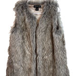 Rachel Zoe Brown tones Shaggy Boho Preppy Warm Lined Faux Fur Vest size Medium Photo 0