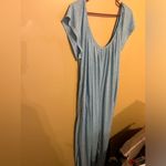 Free People beach blue linen blend oversized jumpsuit xs Photo 5