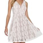 Lulus All of My Heart Skater Dress Lace V-neck Fit & Flare Mini Lined White XL Photo 0