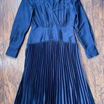 Scotch & Soda • Pleated V-Neck Midi Dress navy blue surplice wrap long sleeve Photo 0
