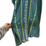 Vintage 1970s Hand Sewn and Embroidered Boho Kerdasa Egyptian Dress Kaftan Green Size M Photo 2