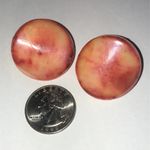 Vintage Glazed Ceramic Pink and Cream Round Earrings Photo 2