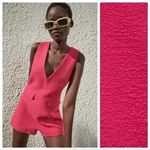 ZARA  SHORT TEXTURED WEAVE JUMPSUIT FUCHSIA Medium Photo 1