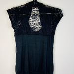 Heart soul Women's Black Lace Overlay Cap Sleeve Top Small Chic Elegant Career Photo 6