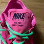 Nike  Free Cross Compete Pink and Green Athletic Shoes. 8 Photo 6
