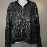 LuLaRoe  Jacket Womens 3XL Black Sequin Bomber Zip Front Party Metallic Photo 0