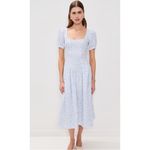 Reformation  Coucou Linen Dress in Hanna Blue White Floral Size 6 100% Linen Photo 1