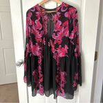 Free People Intimately  Boho Symphony Floral Bell Sleeve Mini Dress Size XS Photo 2