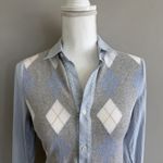 Saks 5th Avenue Saks Fifth Avenue Womens Sz 4 Argyle Sweater Blouse 100% Cotton Button Up Preppy Photo 1