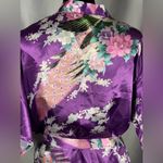 Vicabo Purple Floral Peacock Satiny Kimono Robe Lingerie Size Large NWOT Photo 6