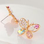 Colorful Crystal Butterfly Stud Earrings Gold Photo 2