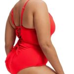 Good American Sculpt One Piece Swimsuit Lace Up Bright Poppy Red Size 7 US 4XL Photo 2