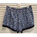 No Boundaries  Boho Blue/Pink Floral Shorts Size XXL Fringe Smocked Tie Waist Photo 2
