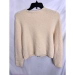 AQUA  Boucle‎ Knit Cropped Cardigan Gold Button Pockets Cream Size L Photo 6
