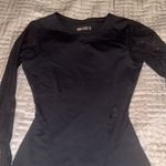 Black Asymmetrical Long Sleeve Bodysuit Photo 1