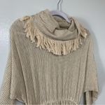 Vintage Cream Fringe Boho Chic Knit Long Sleeve Cowl Neck Dress Size 3/4 Photo 3
