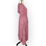 Ba&sh  Noemie Dress Women's Small Pink Red Midi V-Neck Short Sleeve Side Tie Photo 5