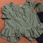 Beach lunch lounge green plaid blouse small Photo 0