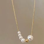 Elegant White Pearl Necklace Gold Photo 2