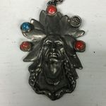American‎ Indian CHIEF PENDANT with stones and chain Silver Photo 0