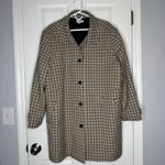 Women’s Checkered Car Coat On 34th Macy’s size XXL Tan Cream Brown Black Photo 9