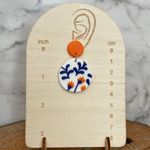 Handmade Polymer Clay Blue & Orange Floral Earrings Photo 1
