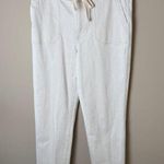 J.Crew Tie Waist Camp Pant Denim Stripe Womens Medium Ivory White Jeans #BA312 Photo 0
