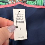 Talbots  Skirt 4 Floral Bright Cotton NWT $69.50 Navy Blue‎ Pink Tropical Modest Photo 3