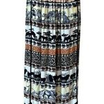 Vntg 80’s Dorothy Schoelen Safari Print Maxi Skirt Black Size 6 Photo 0