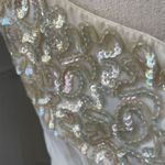 Vintage 50s Emma Domb San Francisco Midi Tea Length Formal Dress Gown Ivory Sequ White Photo 8