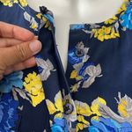Equipment  Silk Lynn Blue yellow Floral button down long sleeve tunic blouse XS Photo 5