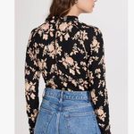 Free People NWT Dinner Party Black Floral Long Sleeve Crop Top XS Photo 13